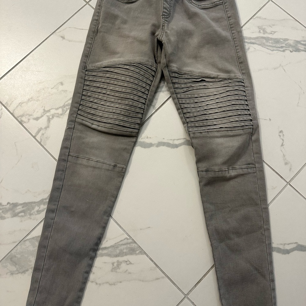 Wishlist Women's Grey Ribbed-Knee Skinny Jeans